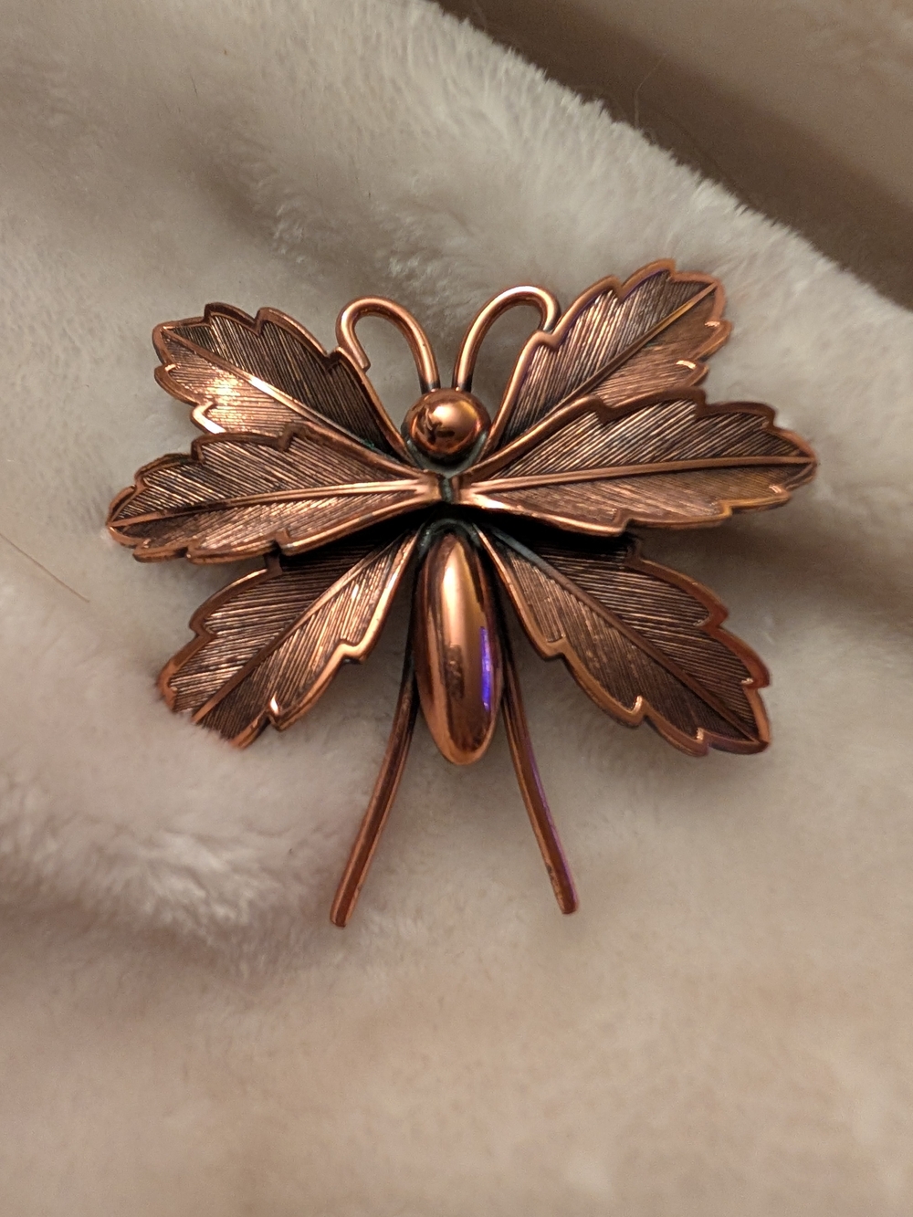 Copper-Tone Leaf Butterfly Brooch Pin - Women's Jewelry
